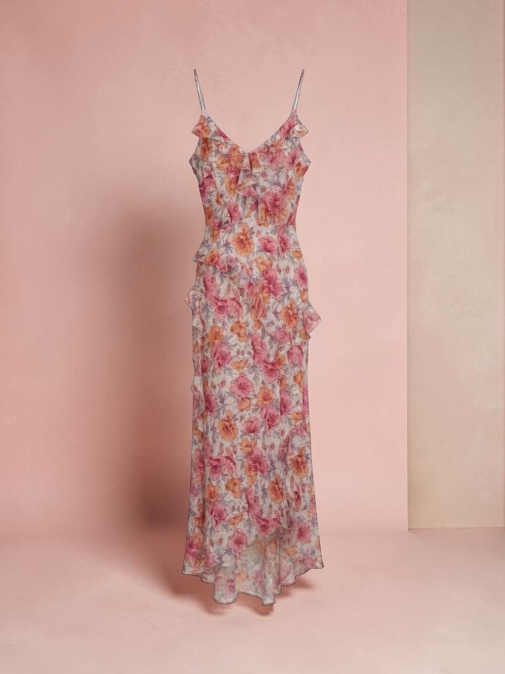 MIsa Los Angeles Long Dress pink, orange